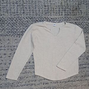 Old Navy Cream Ribbed Knit Top